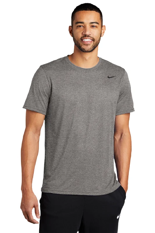 men’s slim fit short sleeve t-shirts -Nike Mens Team rLegend Dri-Fit Moisture Wicking Short Sleeve Crewneck T-Shirt - Heather Carbon Grey