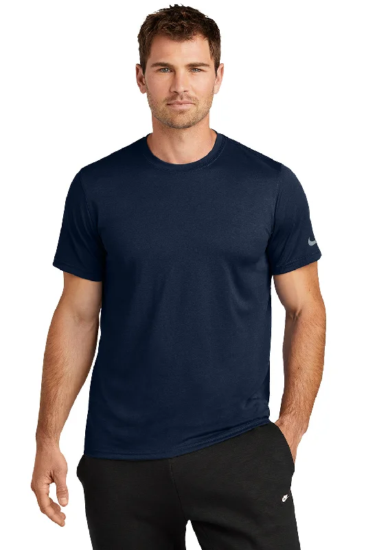 high-quality short sleeve t-shirts with logos -Nike Mens rLegend Dri-Fit Moisture Wicking Short Sleeve Crewneck T-Shirt - College Navy Blue