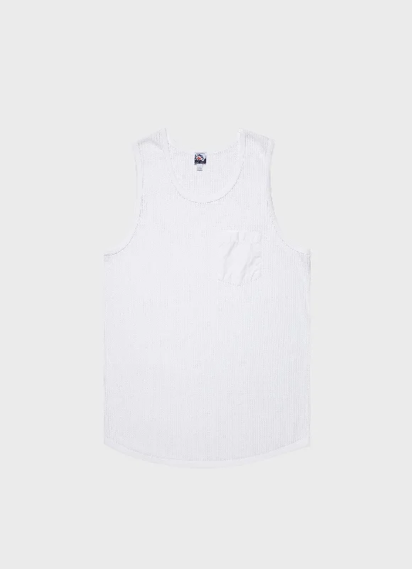 trendy short sleeve shirts for sports activities -Men's Sunspel x Nigel Cabourn Mesh Vest in White