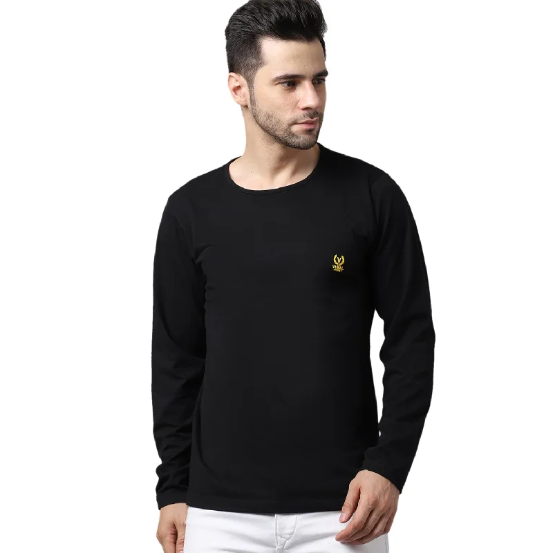 men’s classic short sleeve t-shirts for all occasions -Vimal Jonney Cotton Black FullSleeve T-Shirt For Men