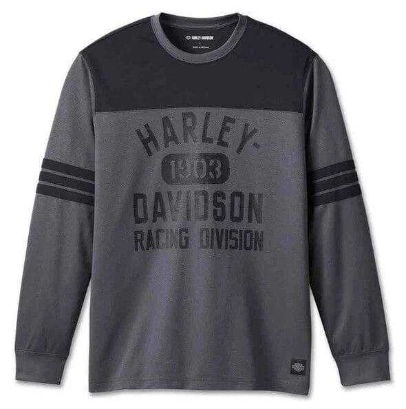 comfortable and lightweight short sleeve shirts for men -Harley-Davidson Men's Racing Jersey Long Sleeve Shirt - Black, 96544-23VM