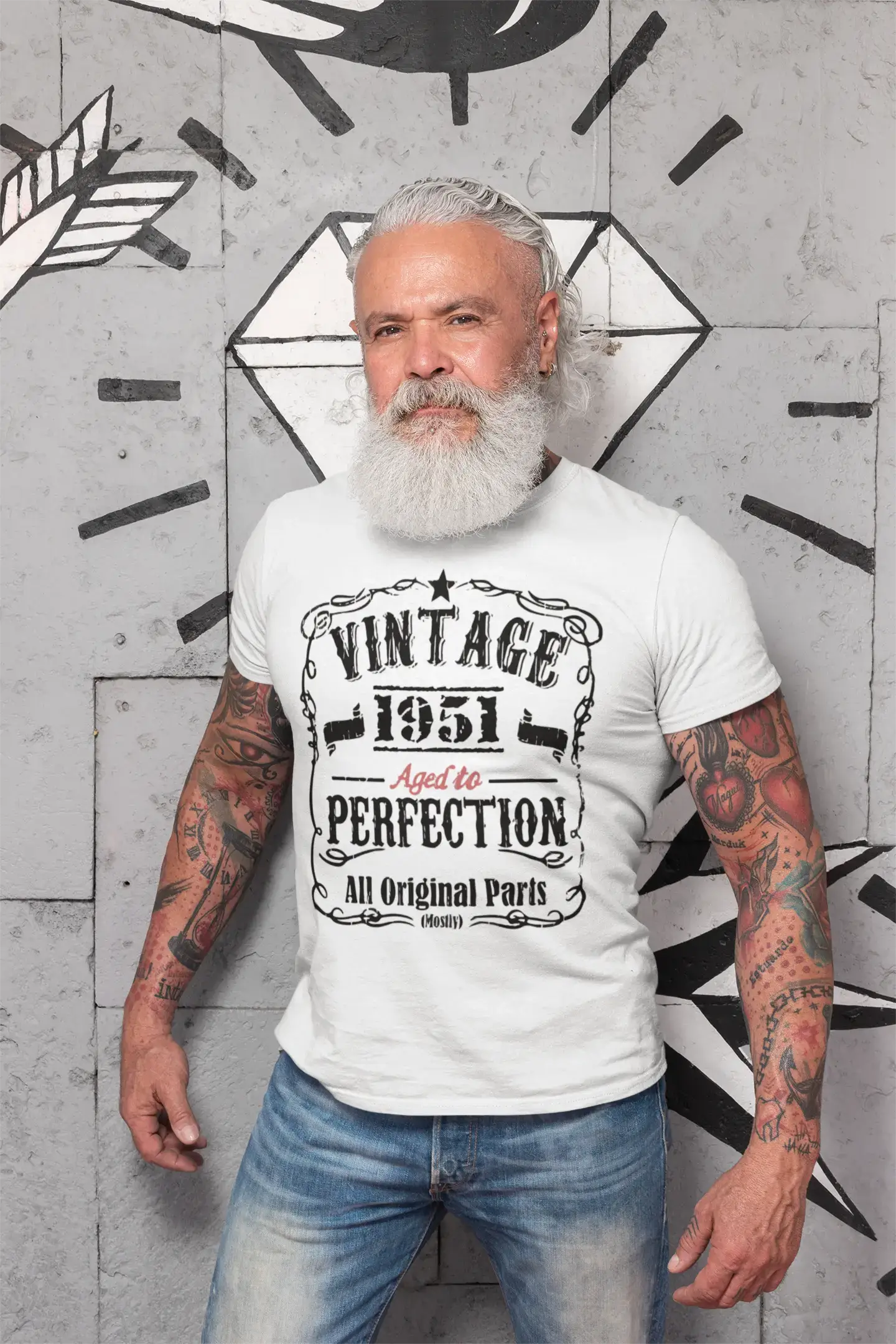 casual short sleeve shirts for hot summer days -1951 Vintage Aged to Perfection Men's T-shirt White Birthday Gift 00488