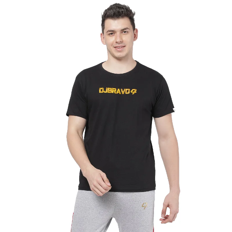 versatile short sleeve shirts for all types of activities -djbravo47 Men's Black - Premium Silicone Logo Printed T-shirt