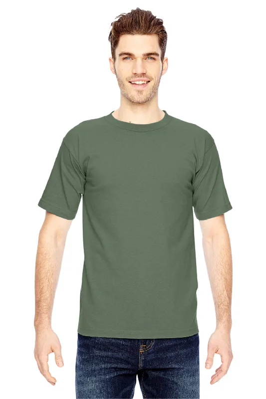 comfortable and cool short sleeve shirts for summer -Bayside Mens USA Made Short Sleeve Crewneck T-Shirt - Army Green