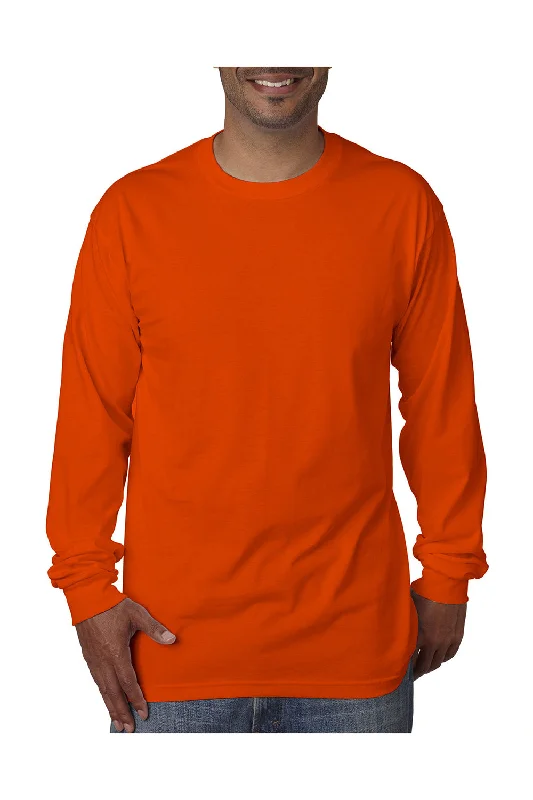 trendy short sleeve shirts for active lifestyle -Bayside Mens USA Made Long Sleeve Crewneck T-Shirt - Bright Orange