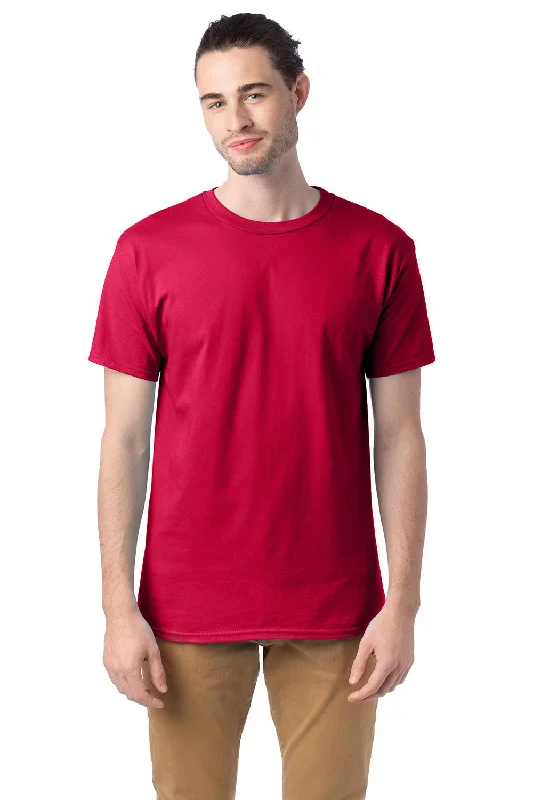 cool short sleeve shirts for everyday adventures -Hanes Mens ComfortSoft Short Sleeve Crewneck T-Shirt - Athletic Crimson Red