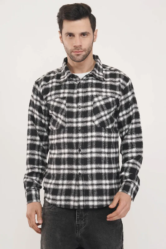 casual short sleeve shirts for hot summer days -Regency Checks | Black & White Oxford Checkered Shirt