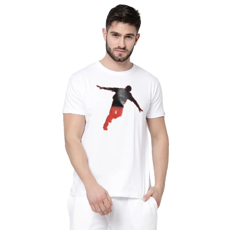 stylish short sleeve shirts with bold prints -djbravo47 Men's White - Celebration Black/Red T-shirt