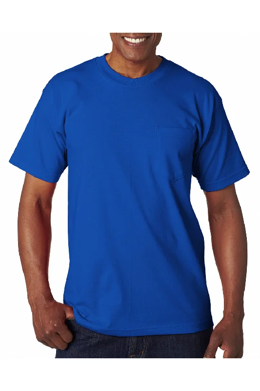 stylish short sleeve t-shirts for all seasons -Bayside Mens USA Made Short Sleeve Crewneck T-Shirt w/ Pocket - Royal Blue