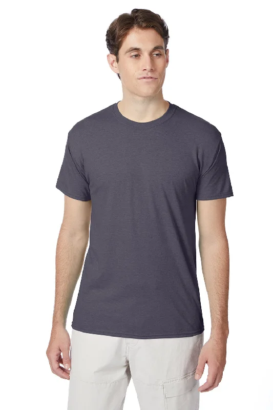 cool and comfortable short sleeve t-shirts for men -Hanes Mens X-Temp FreshIQ Moisture Wicking Short Sleeve Crewneck T-Shirt - Dada Grey