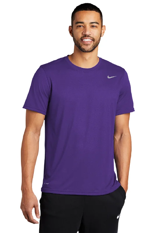 cool and comfortable short sleeve t-shirts for men -Nike Mens Team rLegend Dri-Fit Moisture Wicking Short Sleeve Crewneck T-Shirt - Court Purple