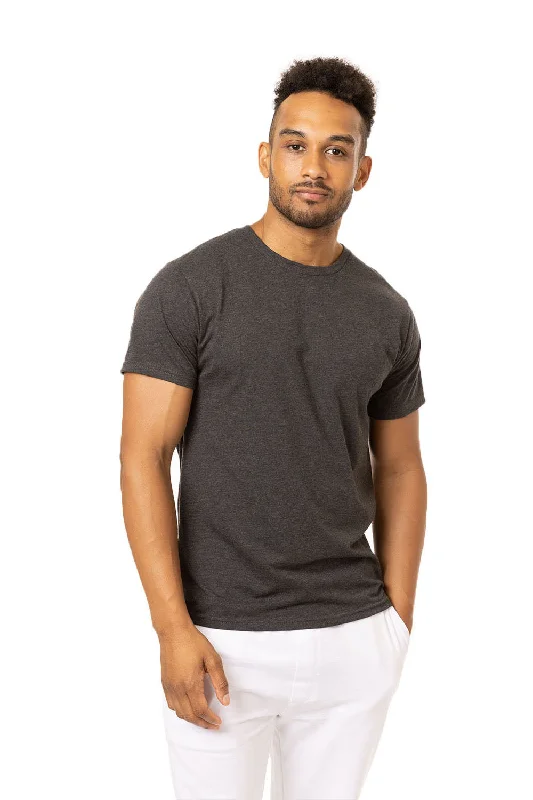 affordable short sleeve shirts for all-day wear -Econscious Mens Committed CVC Short Sleeve Crewneck T-Shirt - Heather Charcoal Grey - Closeout