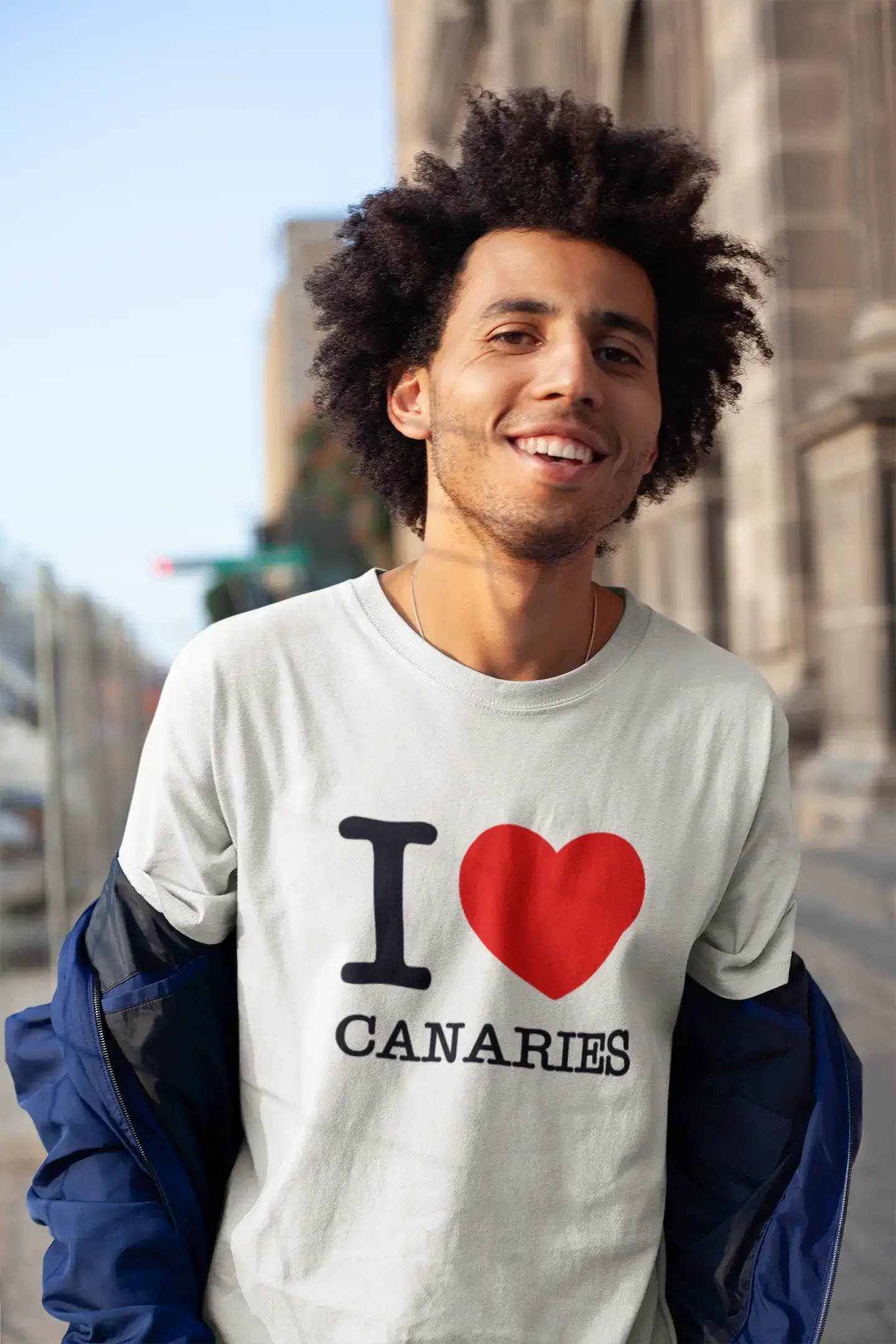 affordable short sleeve shirts for everyday wear -CANARIES, I love animals, White, Men's Short Sleeve Round Neck T-shirt 00064