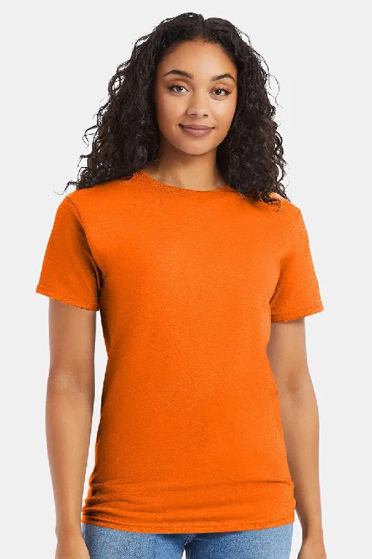 trendy short sleeve shirts for work and leisure -Hanes Mens ComfortSoft Short Sleeve Crewneck T-Shirt - Safety Orange