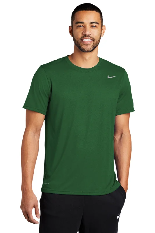 premium short sleeve shirts for men -Nike Mens Team rLegend Dri-Fit Moisture Wicking Short Sleeve Crewneck T-Shirt - Gorge Green