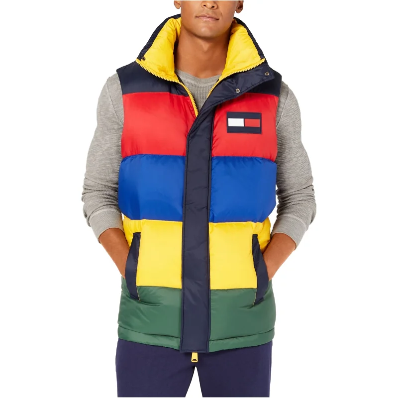 Men's quilted bomber jackets-Tommy Hilfiger Mens Oversized Puffer Vest, Multicoloured, X-Large