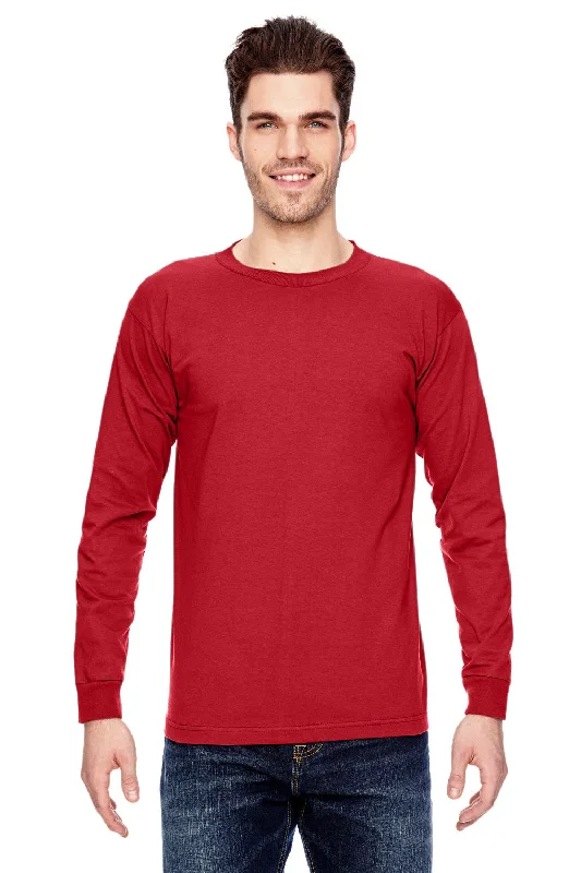 men’s printed short sleeve shirts for casual outings -Bayside Mens USA Made Long Sleeve Crewneck T-Shirt - Red