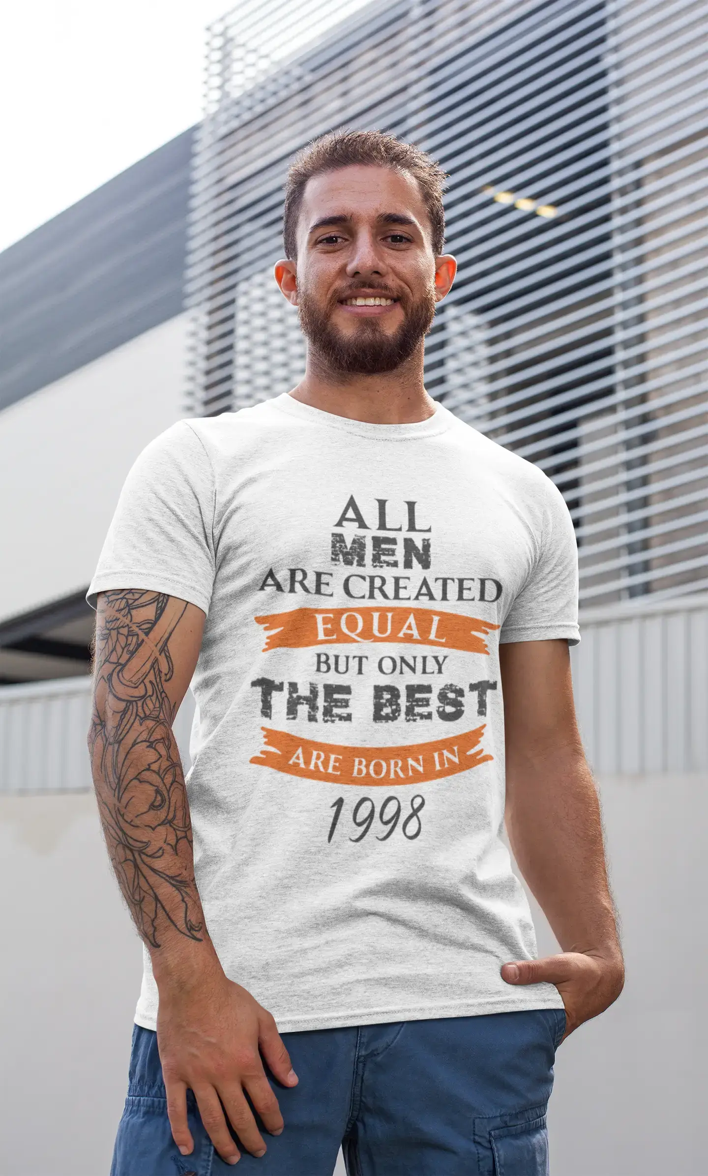 casual and relaxed short sleeve shirts for men -1998, Only the Best are Born in 1998 Men's T-shirt White Birthday Gift 00510