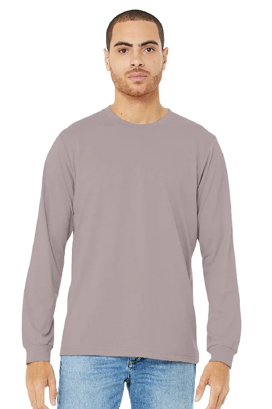 versatile short sleeve shirts with graphic prints for men -Bella + Canvas Mens CVC Long Sleeve Crewneck T-Shirt - Heather Pink Gravel