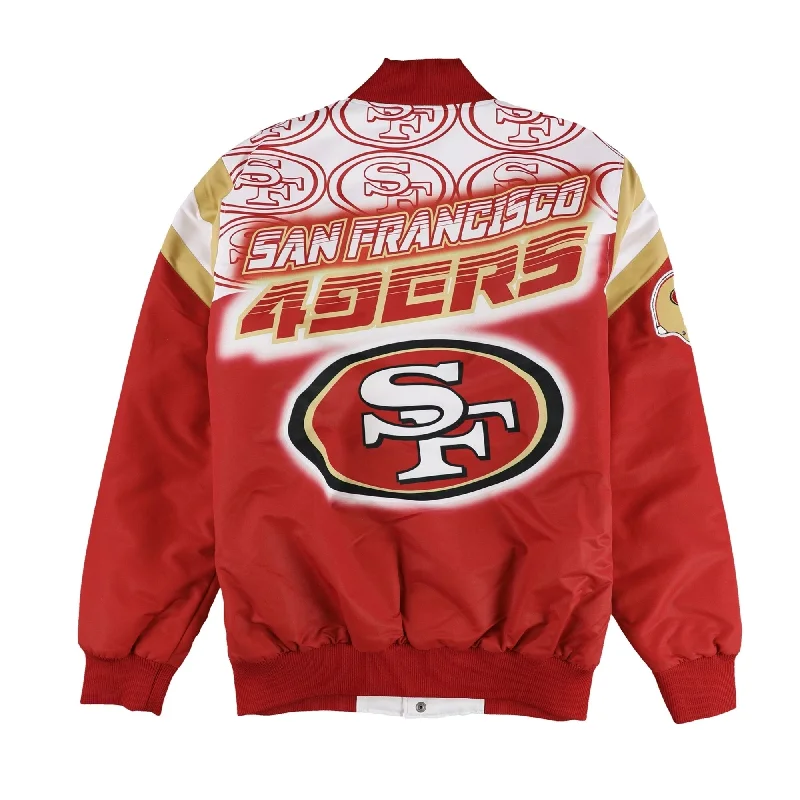 Men's refined trench jackets-G-III Sports Mens San Francisco 49ERS Varsity Jacket, White, Large