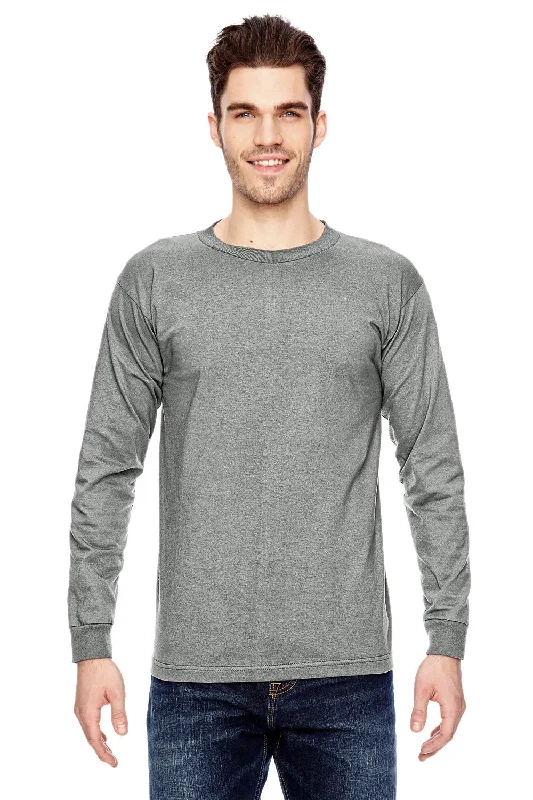 men’s short sleeve polo shirts for casual wear -Bayside Mens USA Made Long Sleeve Crewneck T-Shirt - Dark Ash Grey