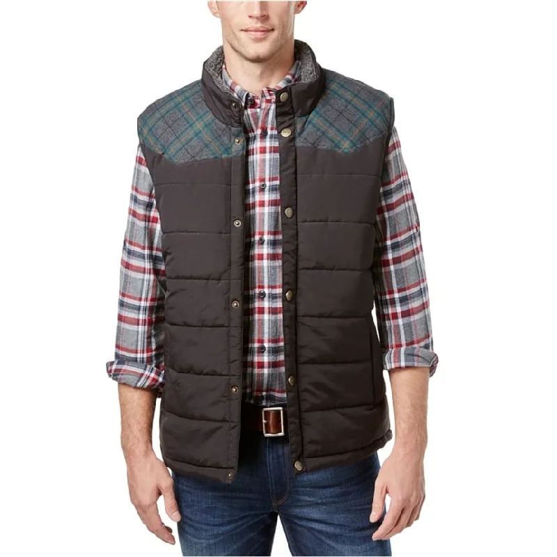 Men's voluminous puffer jackets-Weatherproof Mens Vintage Pieced Plaid Puffer Vest