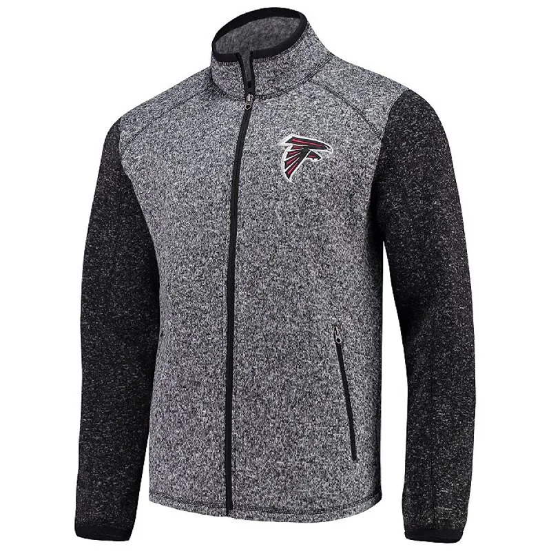 Men's thick puffer jackets-G-III Sports Mens Atlanta Falcons Fleece Jacket, Grey, X-Large