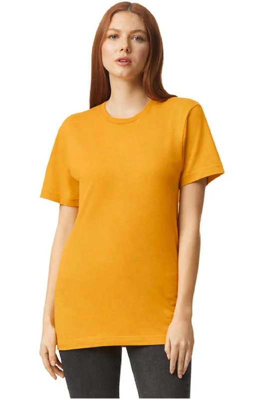 stylish short sleeve t-shirts for sports events -American Apparel Mens CVC Short Sleeve Crewneck T-Shirt - Heather Mustard Yellow