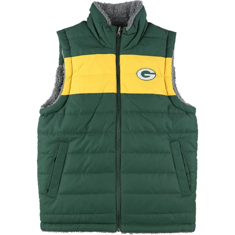 Men's matte leather jackets-NFL Mens Packers Reversible Outerwear Vest, Green, X-Small (Regular)