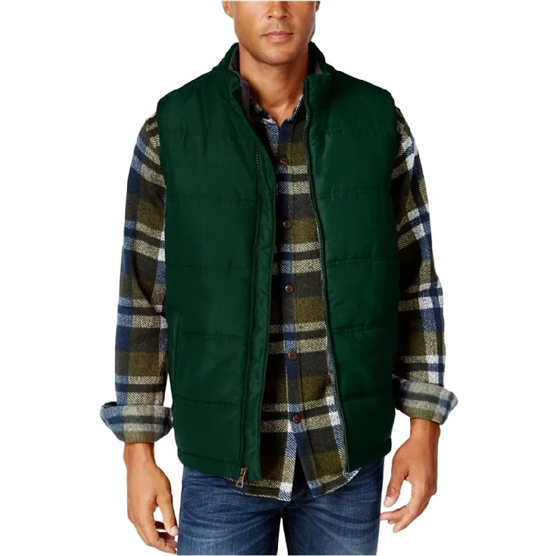 Men's hooded rain jackets-Weatherproof Mens Vintage Solid Puffer Vest, Green, Small