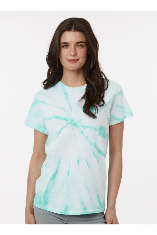 modern and stylish short sleeve shirts for men -Tie-Dye Mens Short Sleeve Crewneck T-Shirt - Mint