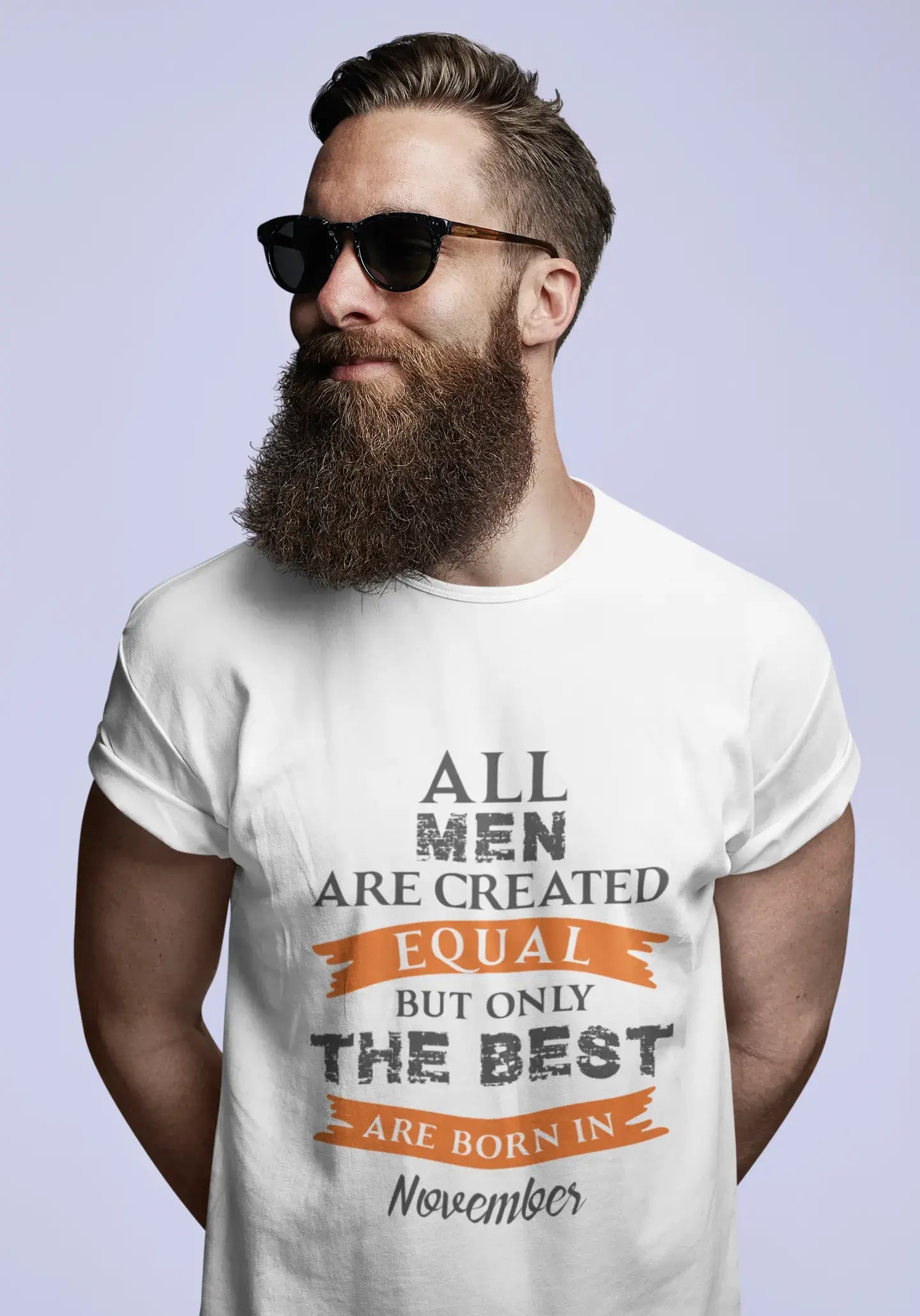 trendy short sleeve t-shirts with modern cuts -November, Only the Best are Born in November Men's T-shirt White Birthday Gift 00510