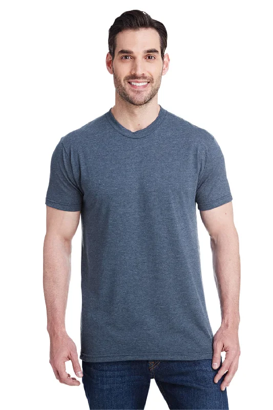 stylish short sleeve t-shirts with unique logos -Bayside Mens USA Made Short Sleeve Crewneck T-Shirt - Steel Blue