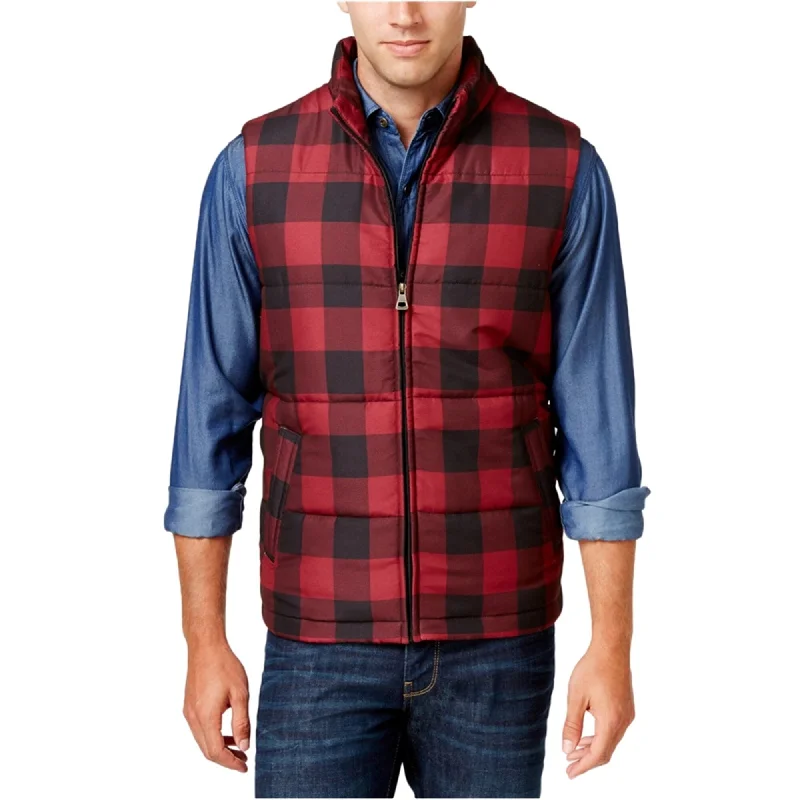 Men's heavy-duty parka jackets-Weatherproof Mens Vintage Plaid Puffer Vest