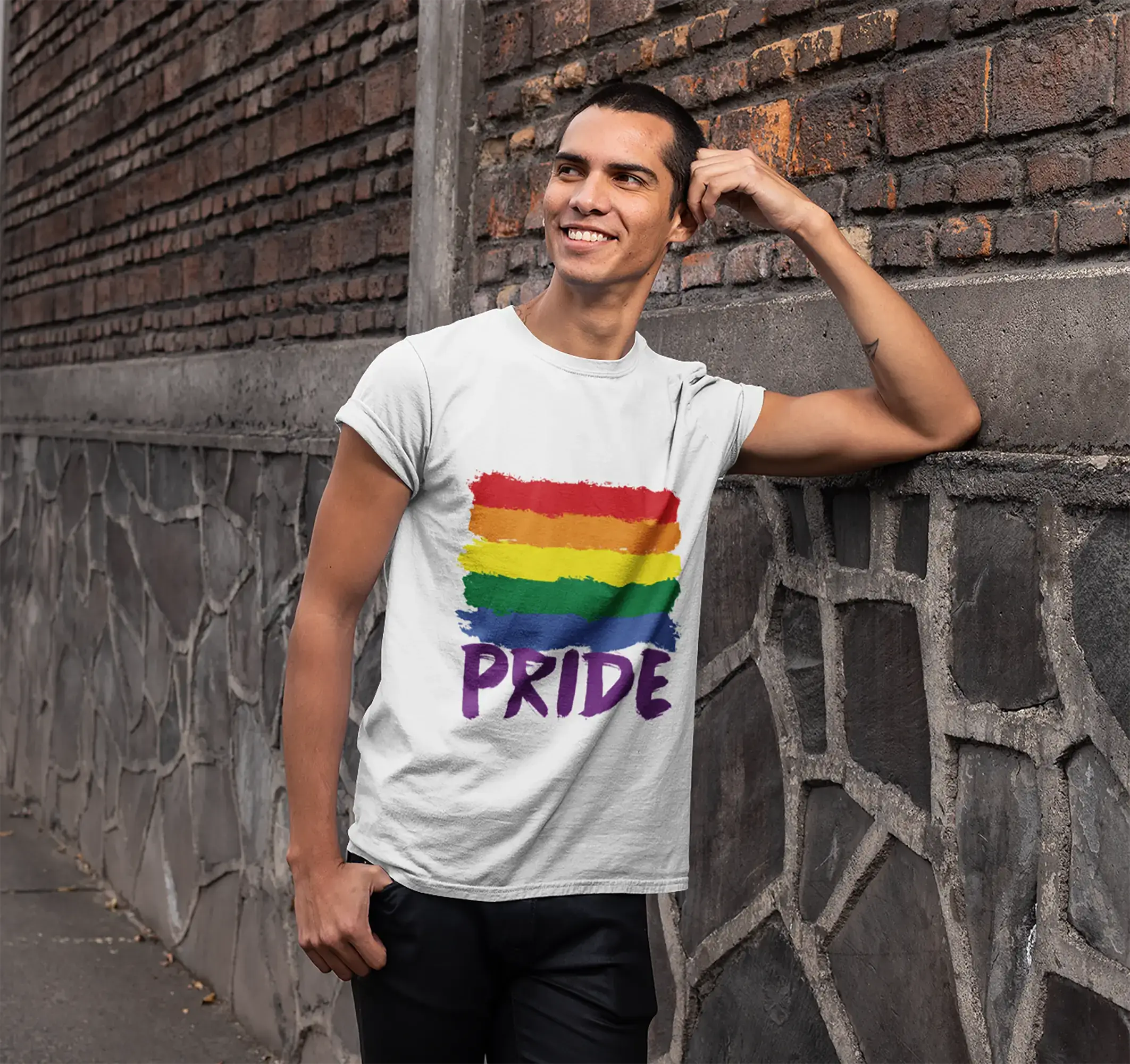 stylish and comfortable short sleeve shirts for hot weather -Men's Graphic T-Shirt LGBT Pride White