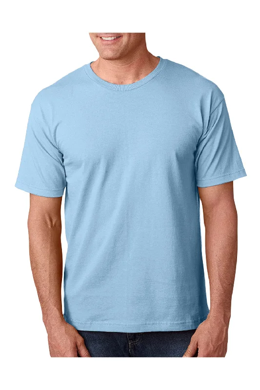 trendy short sleeve shirts for work and play -Bayside Mens USA Made Short Sleeve Crewneck T-Shirt - Light Blue