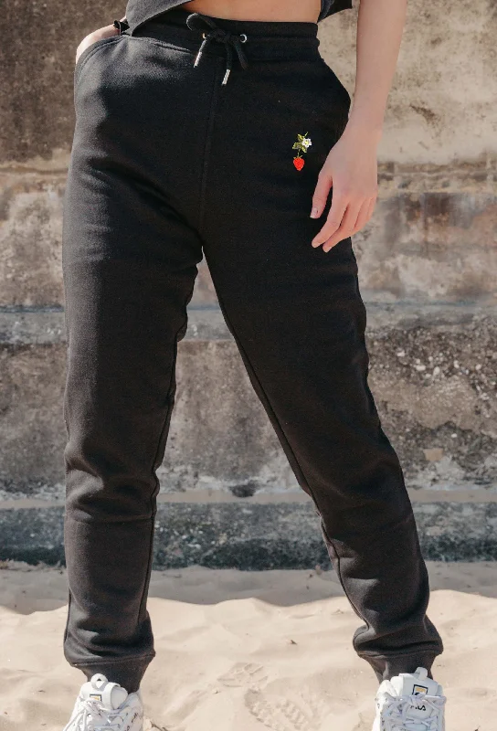 Men's pants with knit texture-wild strawberry flower mens sweatpants