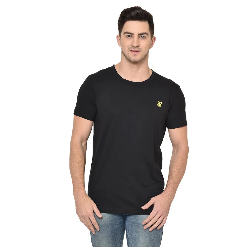 men’s classic short sleeve button-up shirts -Vimal Jonney Round Neck Black T-shirt For Men's