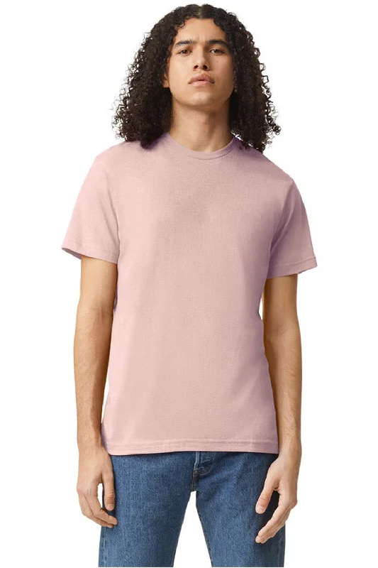 stylish and simple short sleeve t-shirts for men -American Apparel Mens CVC Short Sleeve Crewneck T-Shirt - Heather Blush Pink