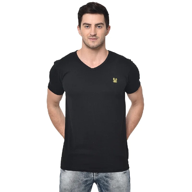 cool and breathable short sleeve t-shirts for men -Vimal Jonney Round Neck Black T-shirt For Men's