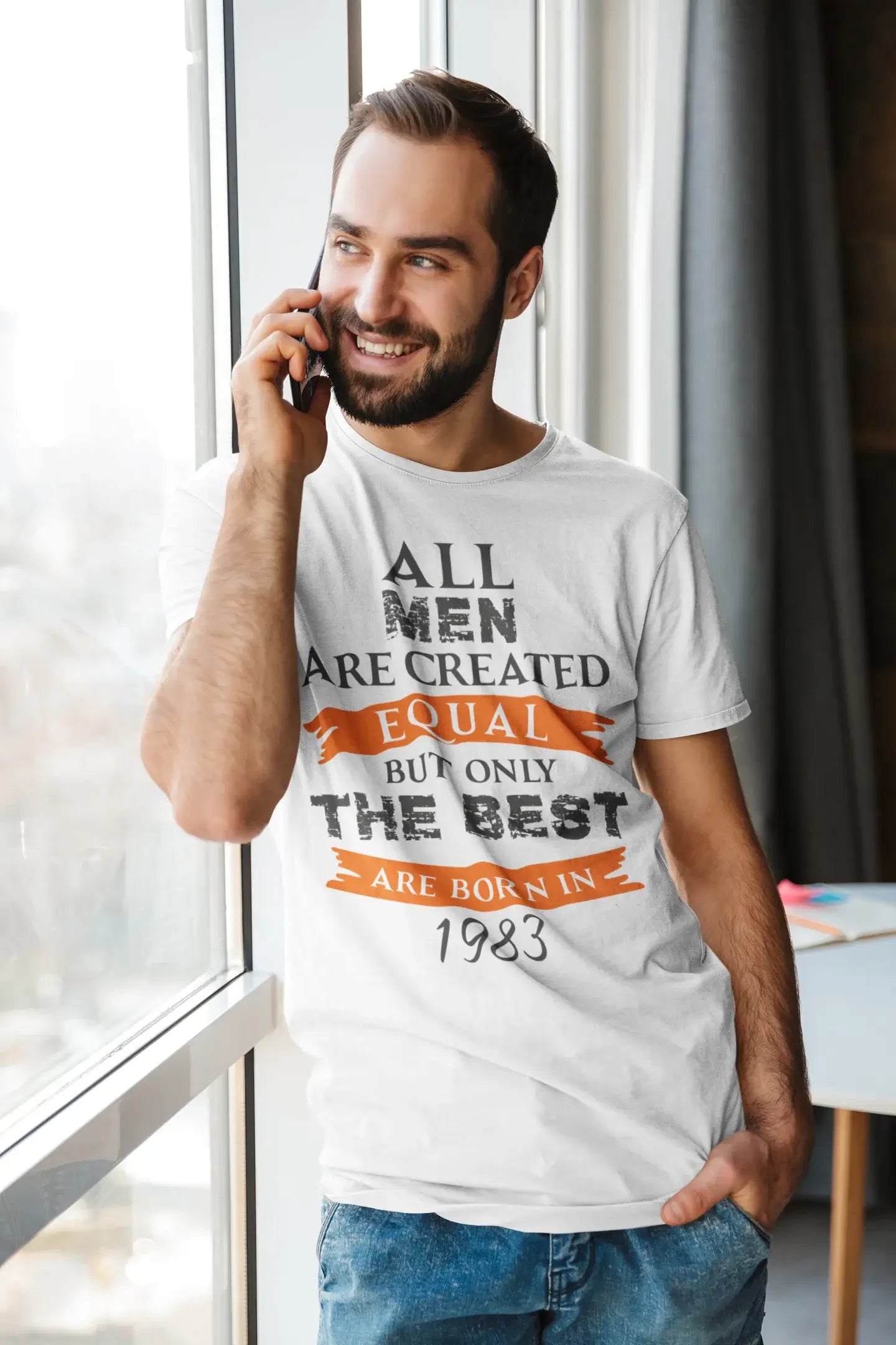 versatile short sleeve shirts for men’s wardrobe -1983, Only the Best are Born in 1983 Men's T-shirt White Birthday Gift 00510