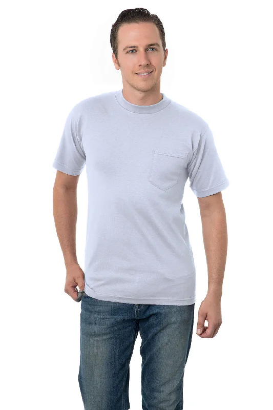 versatile short sleeve t-shirts for casual outfits -Bayside Mens USA Made Short Sleeve Crewneck T-Shirt w/ Pocket - Ash Grey