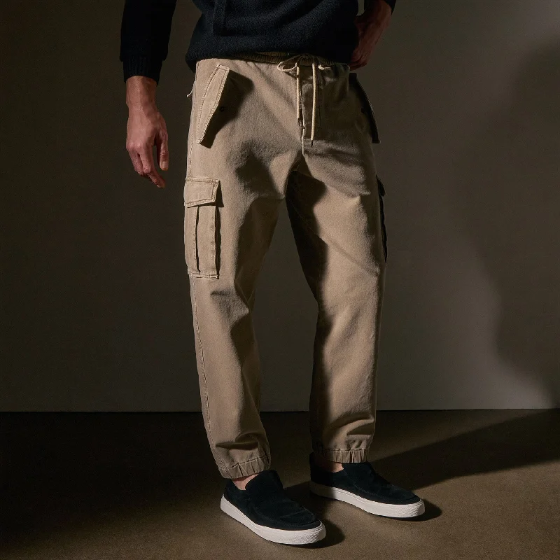 Men's pants with cool design-Woven Terry Cargo Pant - Overcast Pigment