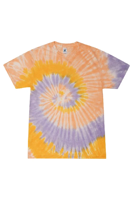 stylish short sleeve shirts with bold prints -Tie-Dye Mens Short Sleeve Crewneck T-Shirt - Sunflower