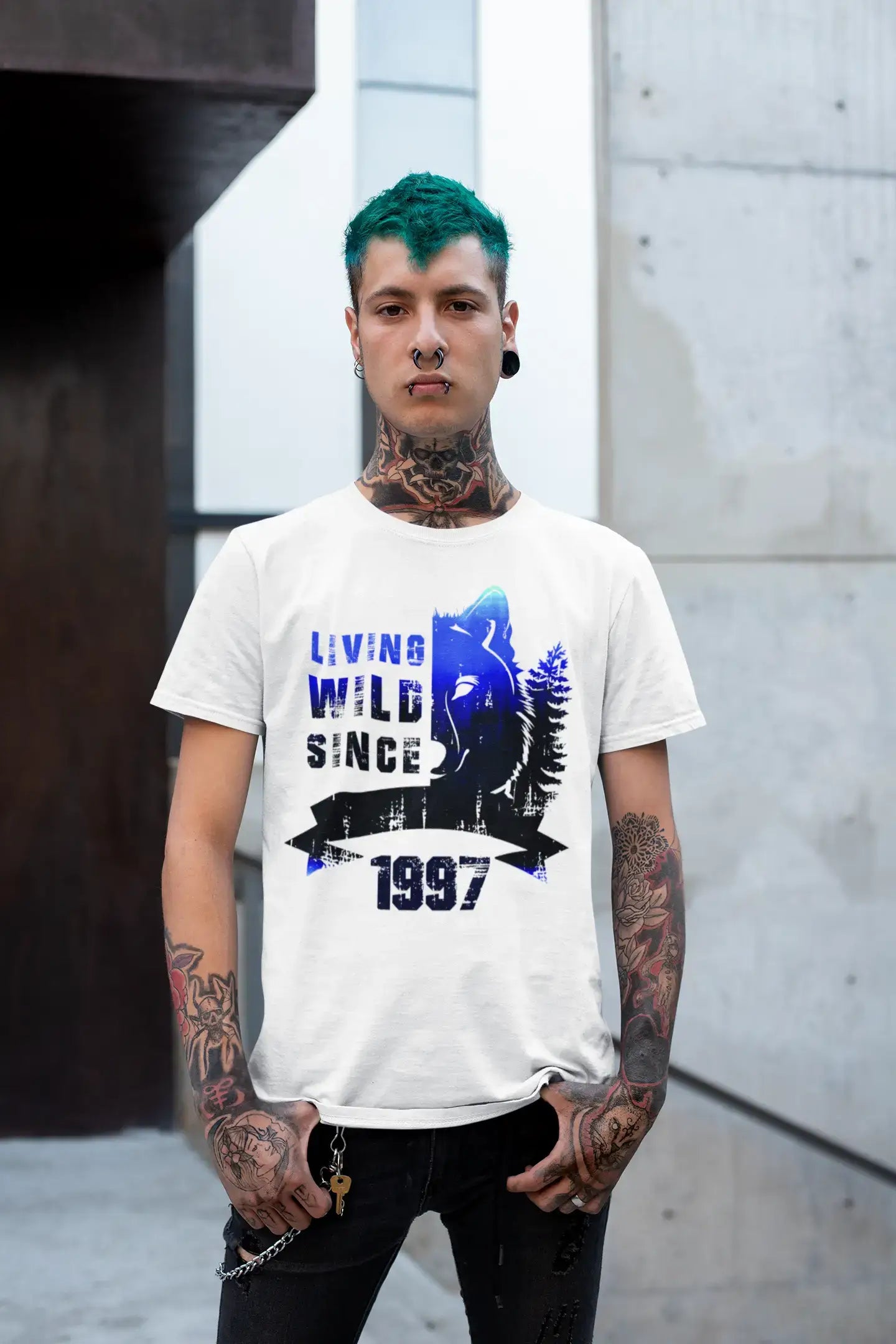 stylish and breathable summer short sleeve shirts -1997, Living Wild Since 1997 Men's T-shirt White Birthday Gift 00508