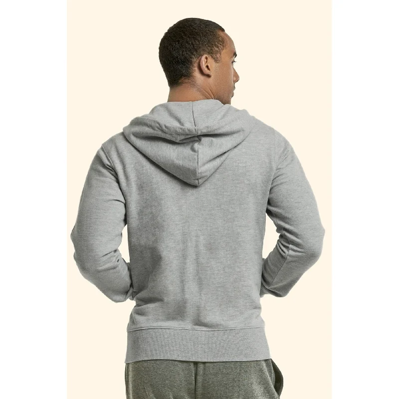 Men's lofty puffer jackets-TOP PRO Men's Hooded Full Zip Terry Sweater - Heather Grey