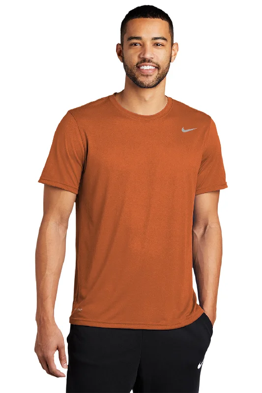 trendy and affordable short sleeve t-shirts -Nike Mens Team rLegend Dri-Fit Moisture Wicking Short Sleeve Crewneck T-Shirt - Desert Orange