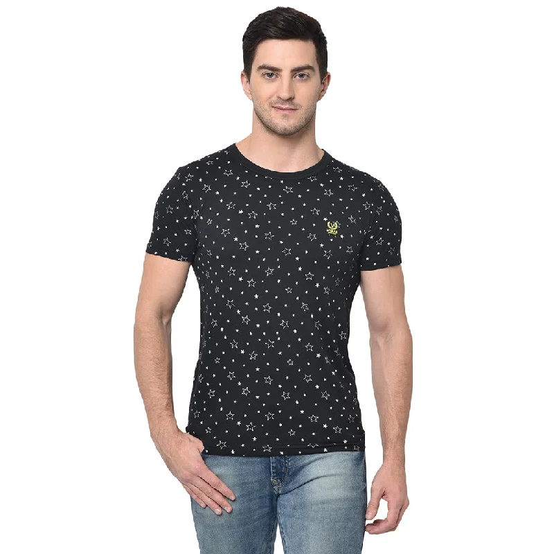 men’s relaxed fit short sleeve t-shirts -Vimal Jonney Round Neck Black T-shirt For Men's