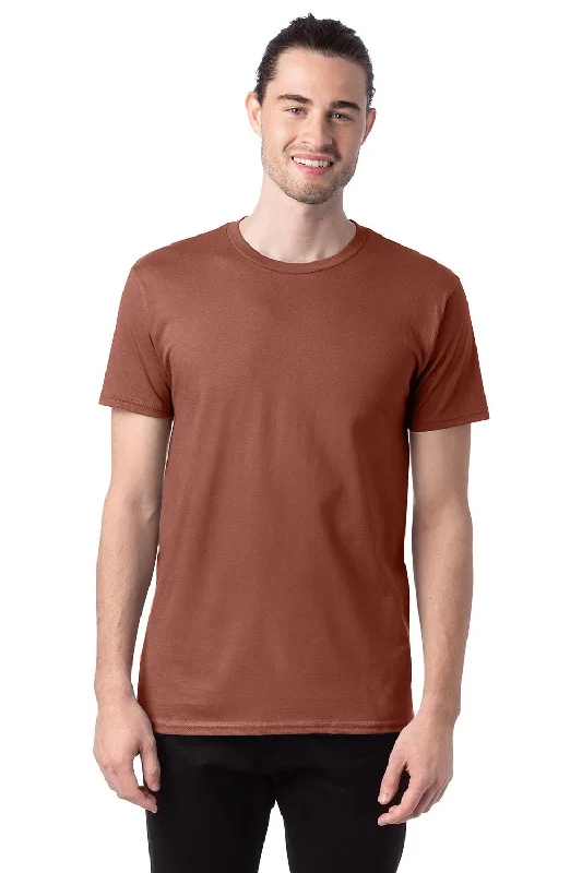 stylish short sleeve shirts for weekend trips -Hanes Mens Nano-T Short Sleeve Crewneck T-Shirt - Canyon Rock Brown