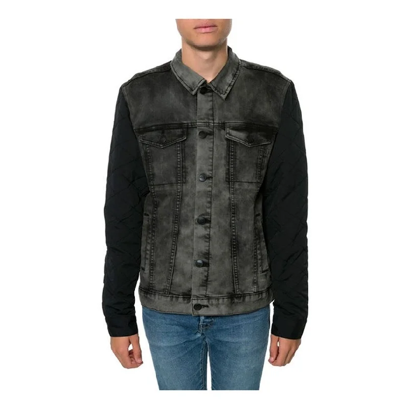 Men's shiny bomber jackets-Ezekiel Mens The Blackhawk Jacket Denim Vest, Black, Medium